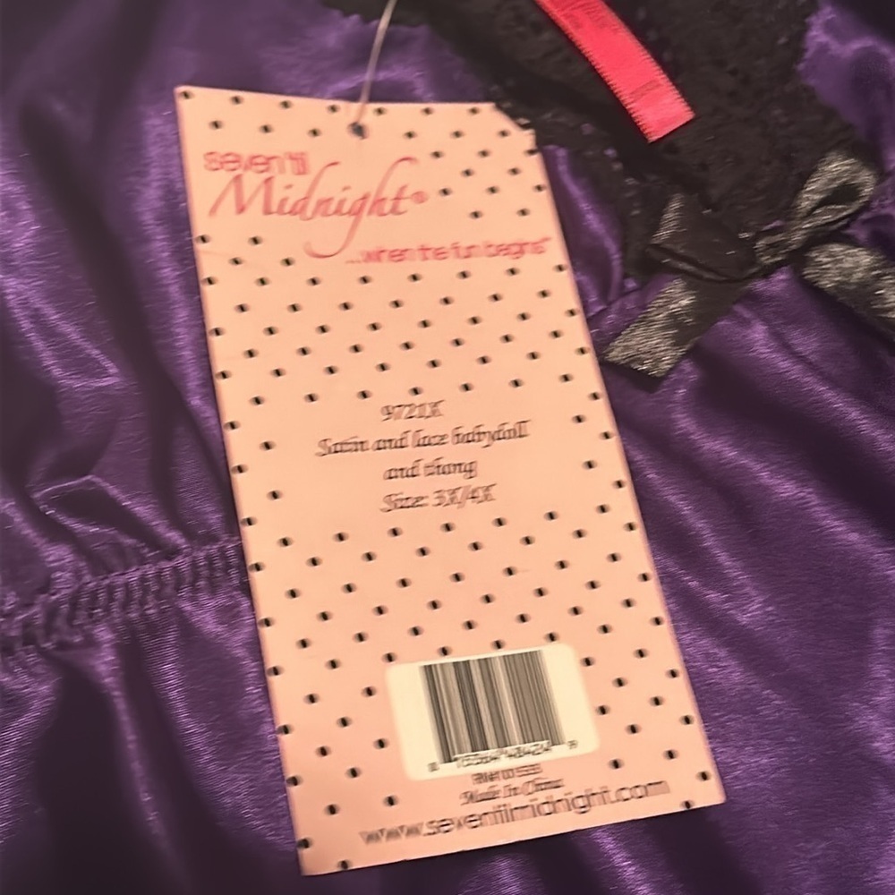 SEVEN 'TIL MIDNIGHT ENCHANTING BABYDOLL & THONG Set New with tags Plus Size - Picture 6 of 6